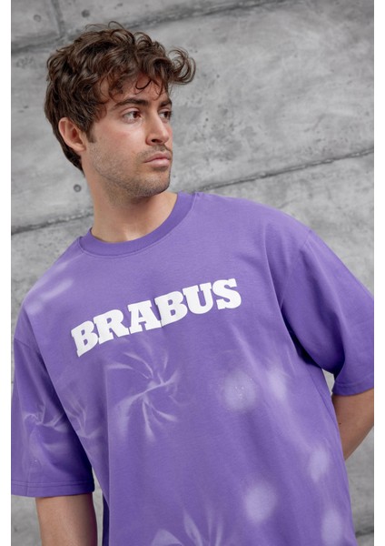 Mor Brabus Yazılı Oversize Tshirt fırsatları