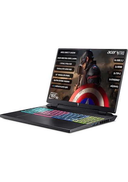 NITRO16 I7-13620H 16 GB 1tb SSD RTX4050-6 GB 16'' WUXGA IPS 165Hz Nvıdıa G-Sync Fdos Taşınabilir Bilgisayar NH.QJMEY.007 fiyatları