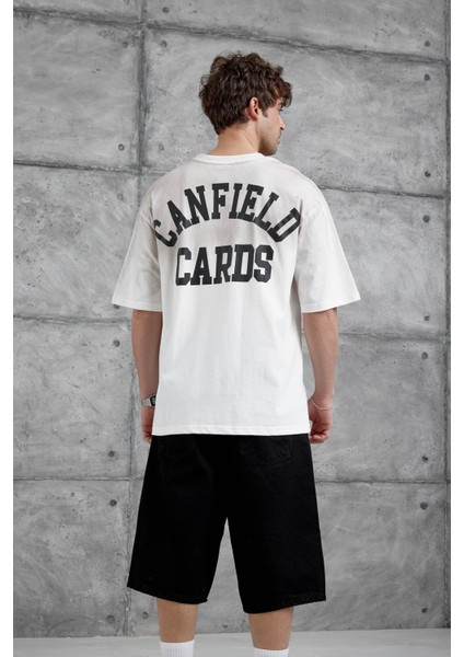 Beyaz Canfield Card Yazılı Oversize Tshirt