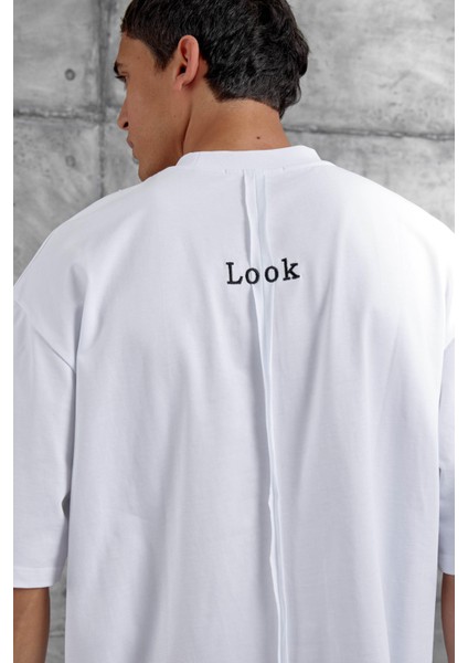 Beyaz Look Yazılı Parçalı Oversize Tshirt fiyatları