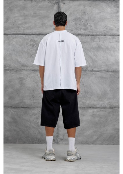 Beyaz Look Yazılı Parçalı Oversize Tshirt indirimleri