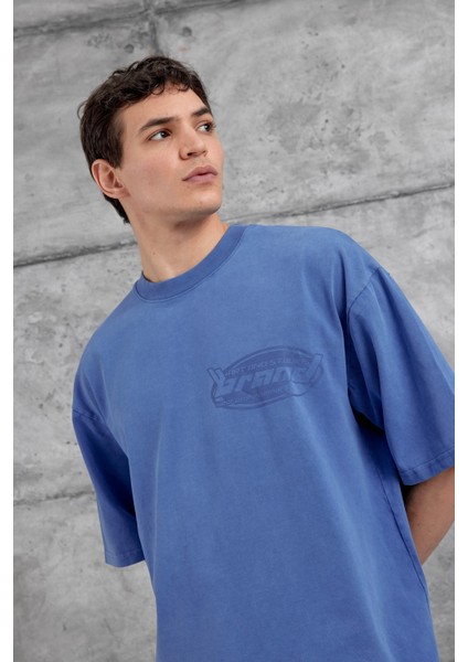 Mavi Brand Yazılı Yıkamalı Oversize Tshirt fırsatları