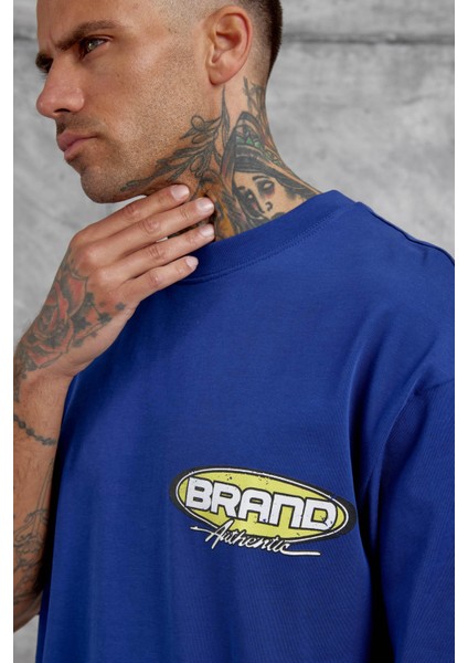 Lacivert Brand Authentic Yazılı Oversize Tshirt fırsatları