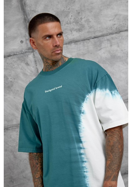 Yeşil Desinged Brand Yazılı Oversize Tshirt fırsatları