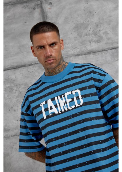 Mavi Tained Baskılı Oversize Tshirt