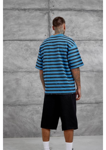 Mavi Tained Baskılı Oversize Tshirt