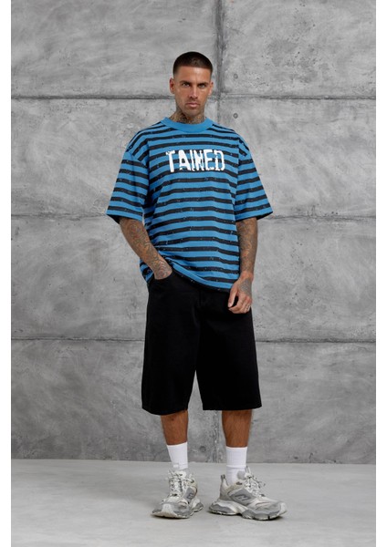 Mavi Tained Baskılı Oversize Tshirt