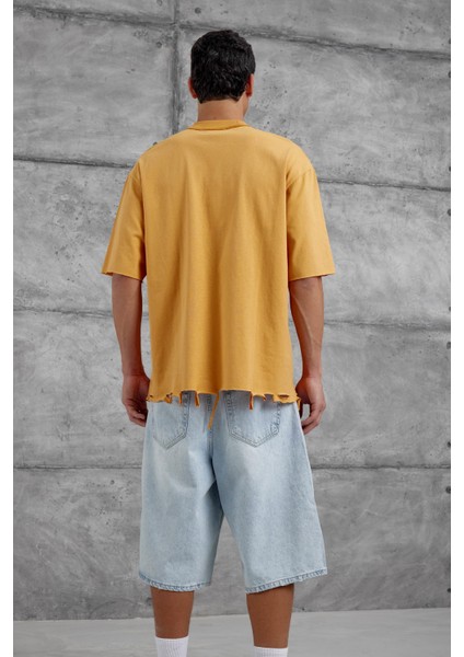 Hardal Rolling Stone Yazılı Oversize Tshirt indirimleri