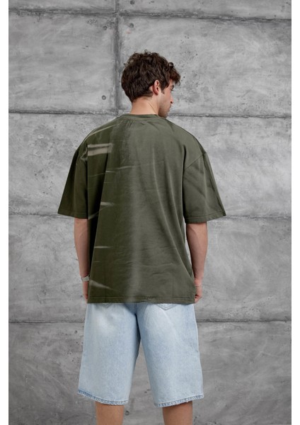 Haki Spirit&speed Yazılı Yıkamalı Oversize Tshirt fiyatları