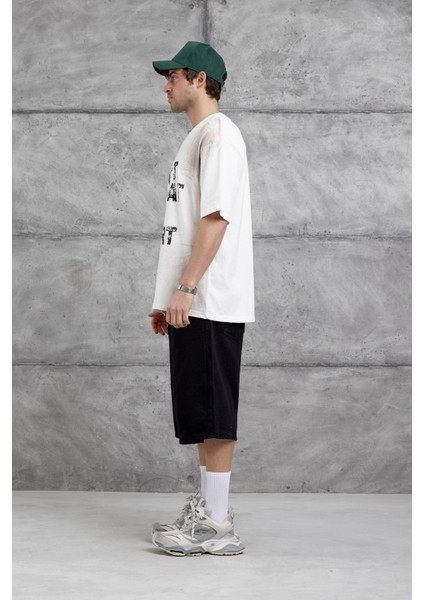 Beyaz Dont Look At My Tshirt Yazılı Oversize Tshirt indirimleri