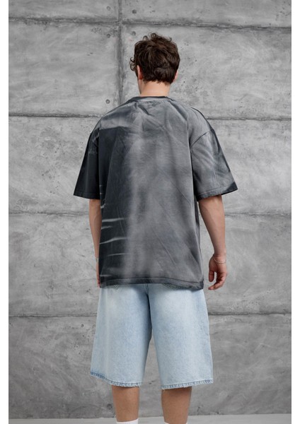 Siyah Spirit&speed Yazılı Yıkamalı Oversize Tshirt modelleri