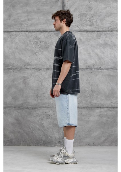 Siyah Spirit&speed Yazılı Yıkamalı Oversize Tshirt indirimleri