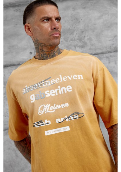 Hardal Gabserine Yazılı Oversize Tshirt fiyatları