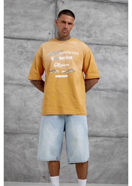 Hardal Gabserine Yazılı Oversize Tshirt modelleri