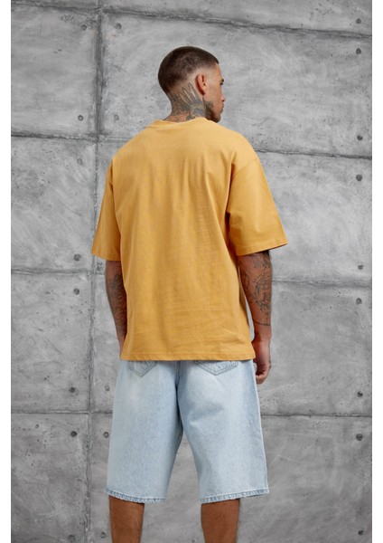 Hardal Gabserine Yazılı Oversize Tshirt fırsatları