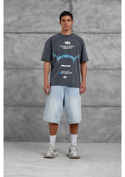 Füme Areswing Yazılı Oversize Tshirt