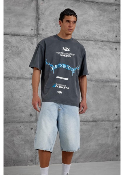 Füme Areswing Yazılı Oversize Tshirt fırsatları