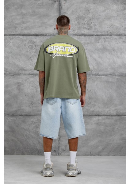 Haki Brand Authentic Yazılı Oversize Tshirt