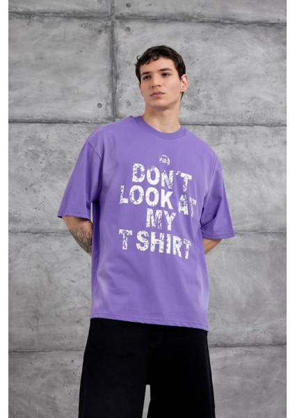 Mor Dont Look At My Tshirt Yazılı Oversize Tshirt modelleri