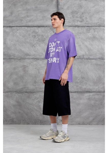 Mor Dont Look At My Tshirt Yazılı Oversize Tshirt fırsatları