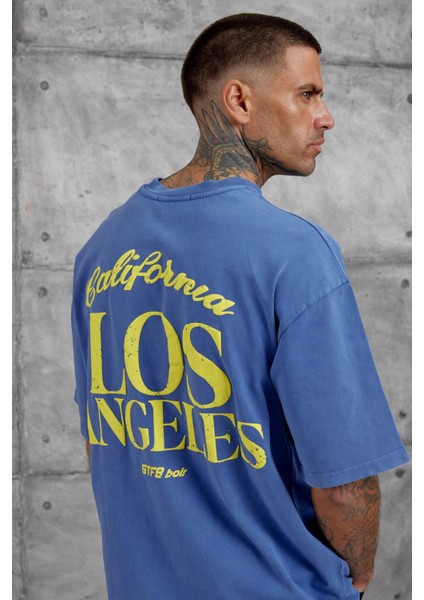 Mavi Los Angeles Yıkamalı Oversize Tshirt modelleri