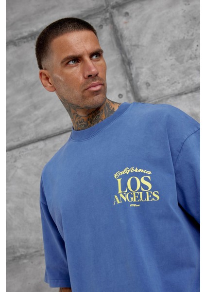 Mavi Los Angeles Yıkamalı Oversize Tshirt fırsatları
