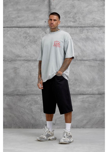Gri Los Angeles Yıkamalı Oversize Tshirt fiyatları