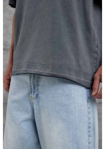 Füme Parçalı Yıkamalı Oversize Tshirt fırsatları