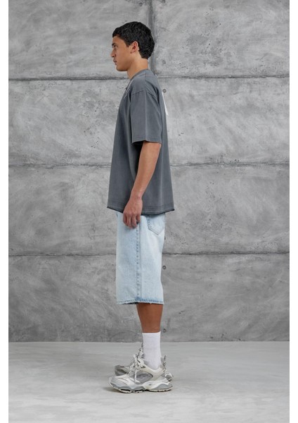 Füme Parçalı Yıkamalı Oversize Tshirt indirimleri