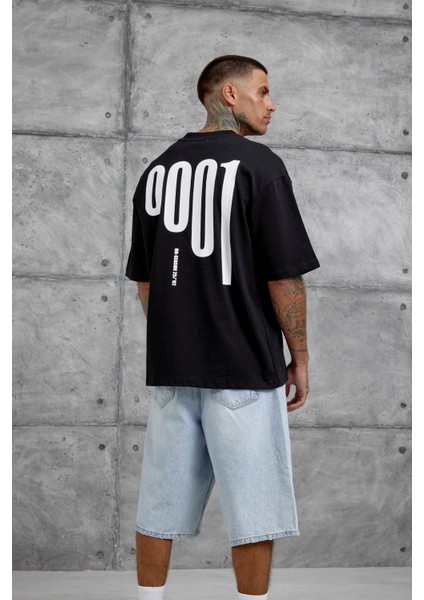 Siyah 0001 Yazılı Oversize Tshirt