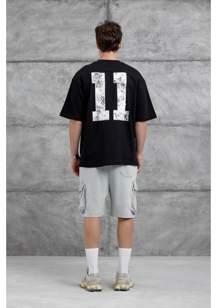 Siyah Remedy Crew Yazılı Oversize Tshirt modelleri