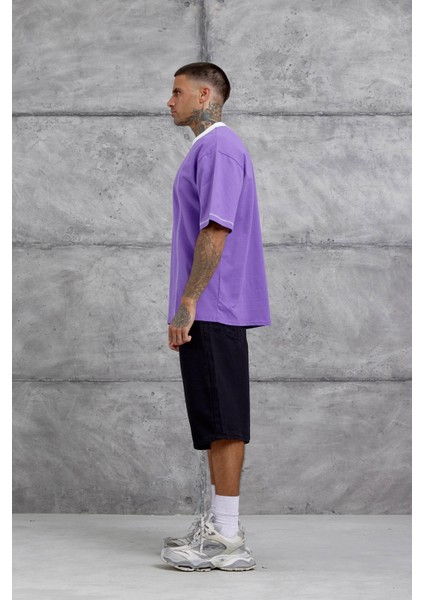 Mor Dont Cry Baskılı Oversize Tshirt indirimleri