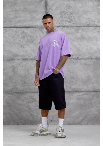 Mor Los Angeles Yıkamalı Oversize Tshirt fiyatları