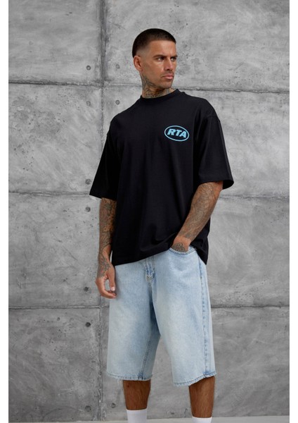 Siyah First Your Mind Yazılı Oversize Tshirt fırsatları