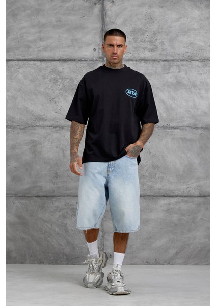 Siyah First Your Mind Yazılı Oversize Tshirt indirimleri