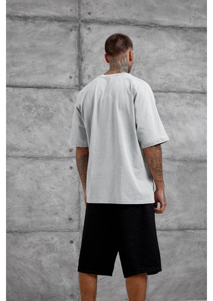 Gri Lesschen Baskılı Yıkamalı Oversize Tshirt modelleri