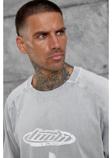 Gri Lesschen Baskılı Yıkamalı Oversize Tshirt fırsatları