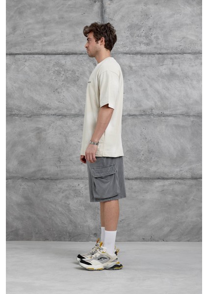 Krem Arka Hydrion Yazılı Oversize Tshirt indirimleri