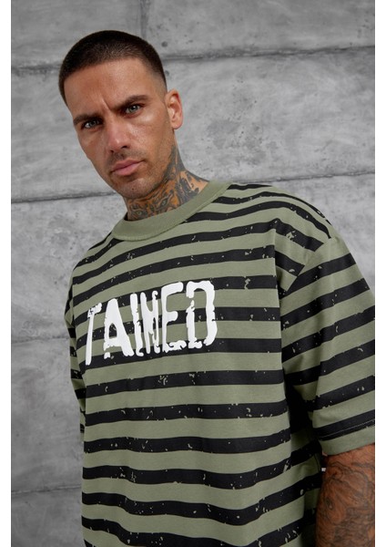 Haki Tained Baskılı Oversize Tshirt indirimleri