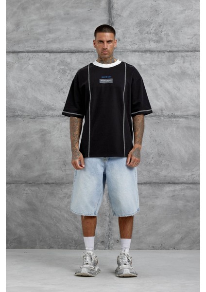 Siyah Dont Cry Baskılı Oversize Tshirt
