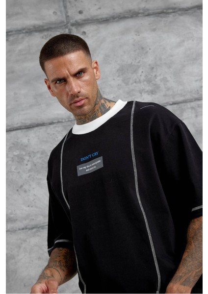 Siyah Dont Cry Baskılı Oversize Tshirt fiyatları
