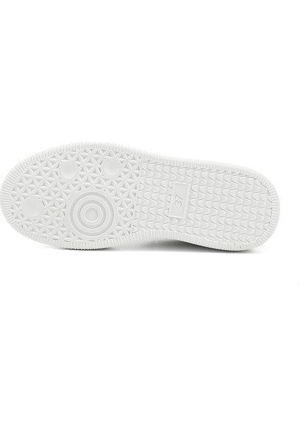 Kadın Beyaz Lastik Bağcıklı Hakiki Deri Sneaker