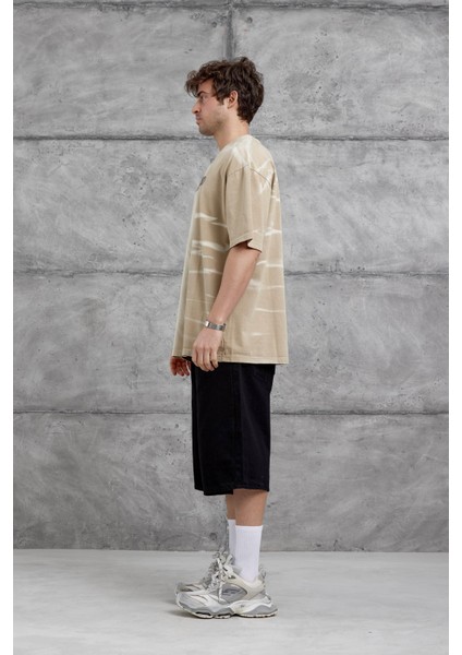 Krem Spirit&speed Yazılı Yıkamalı Oversize Tshirt fırsatları