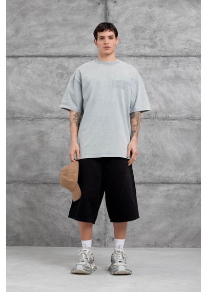 Gri Brand Yazılı Yıkamalı Oversize Tshirt fiyatları