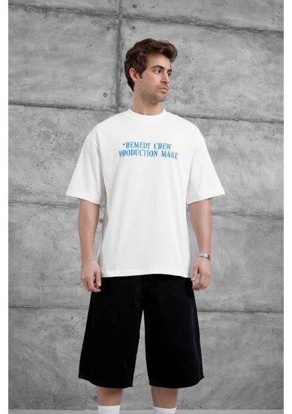 Beyaz Remedy Crew Yazılı Oversize Tshirt fiyatları
