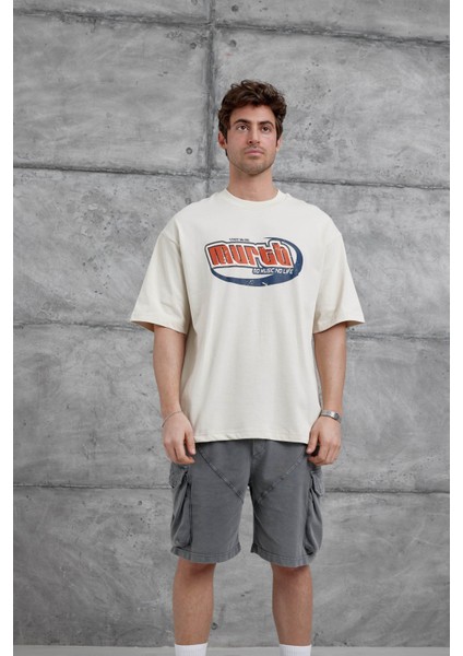 Krem Murth Baskılı Oversize Tshirt fiyatları