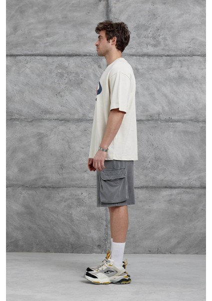 Krem Murth Baskılı Oversize Tshirt modelleri