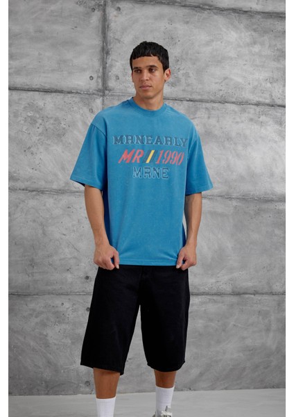 Mavi Mrnearly Yazılı Oversize Tshirt fiyatları