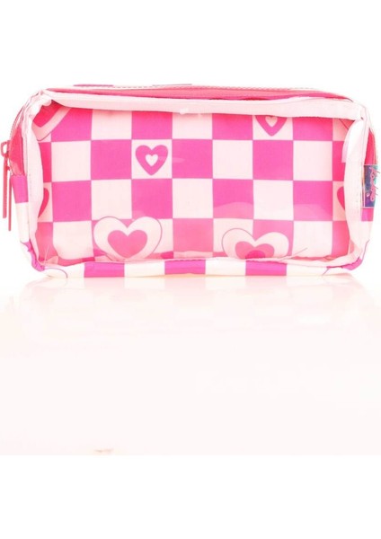 Transparent Nature Soft Kalem Çantası Pink Heart K2586