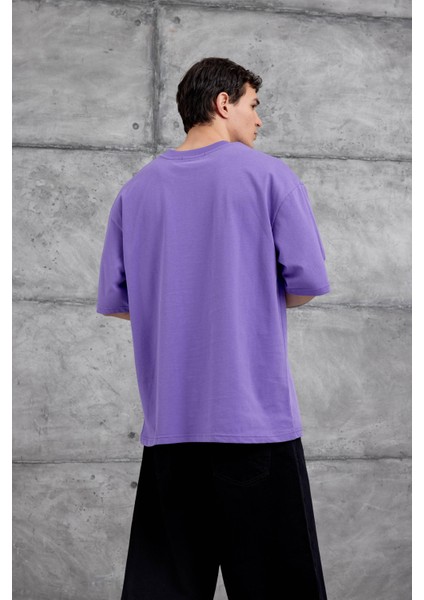 Mor Dont Look At My Tshirt Yazılı Oversize Tshirt indirimleri